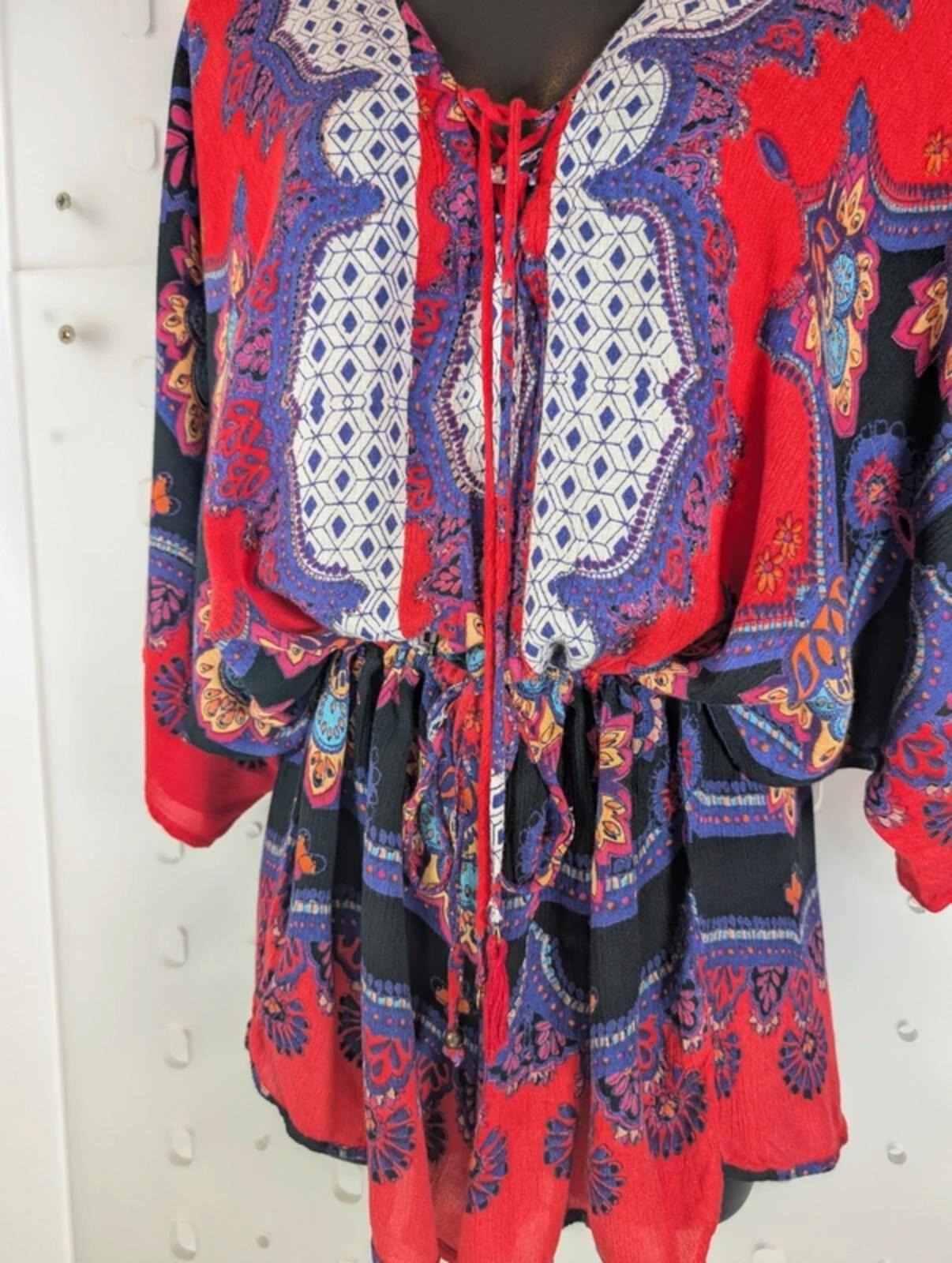 Angie rayon Indian print playsuit size large, best fit UK10/12
