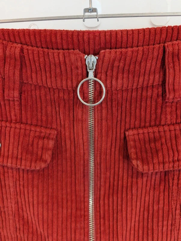 Minga London Burnt Orange Jumbo Cord Mini Skirt XS/S