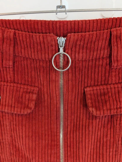 Minga London Burnt Orange Jumbo Cord Mini Skirt XS/S