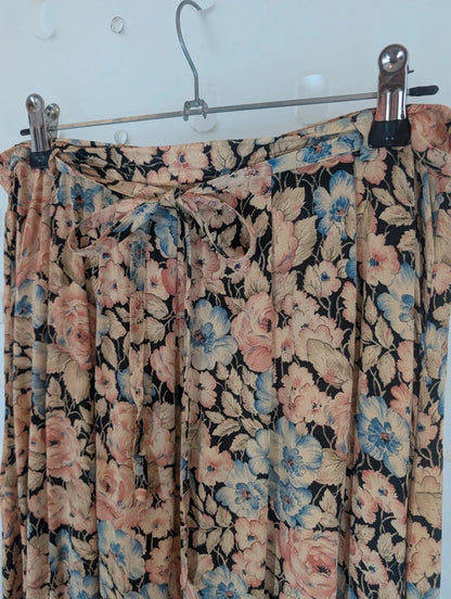 Vintage Roly Poly Floral Viscose Skirt Made in England