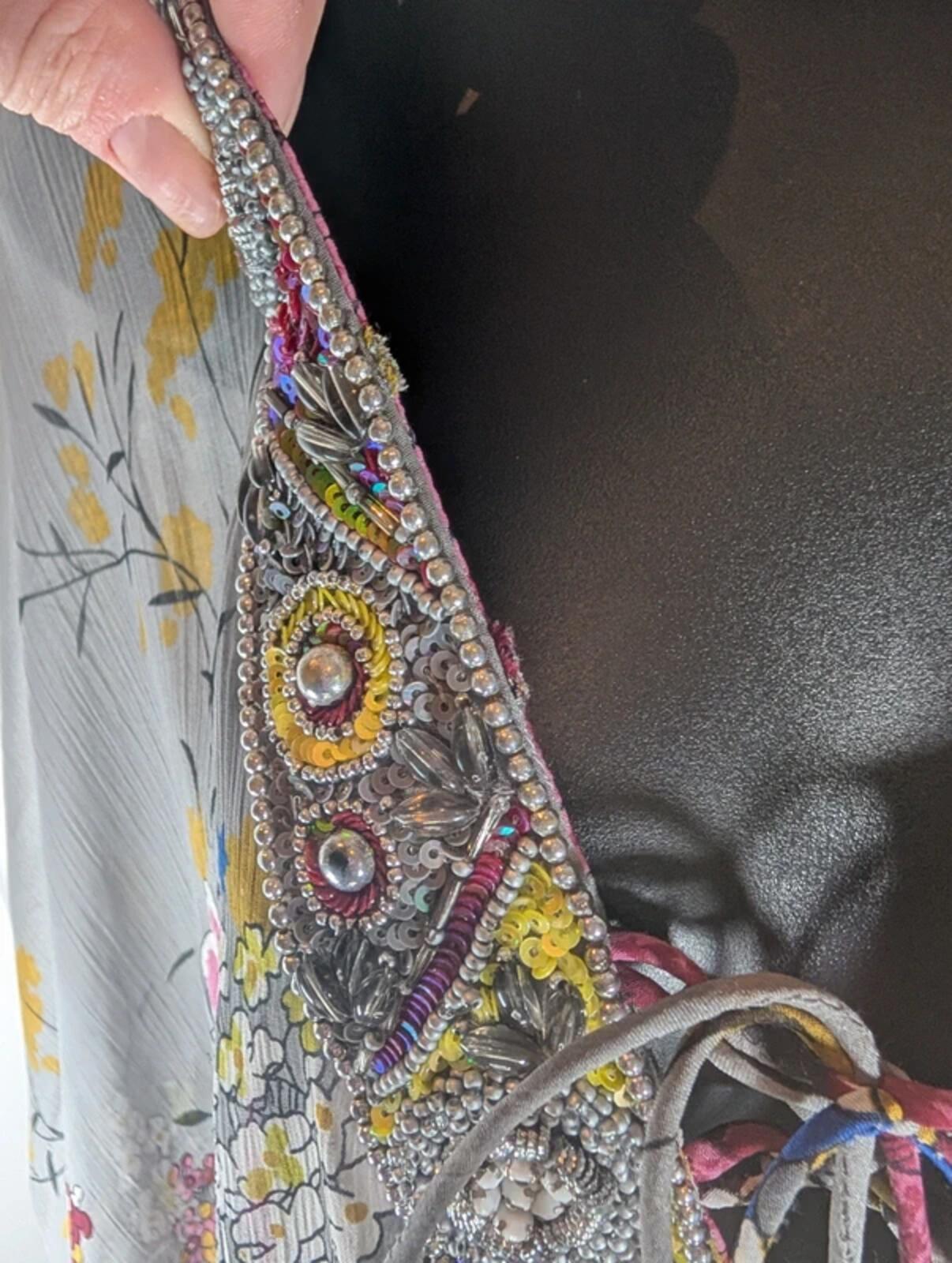 Simply Rhona Resort Wear Floral Kaftan Grey Multi Medium
