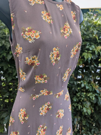 Alice Collins Floral Midi Dress Taupe UK10