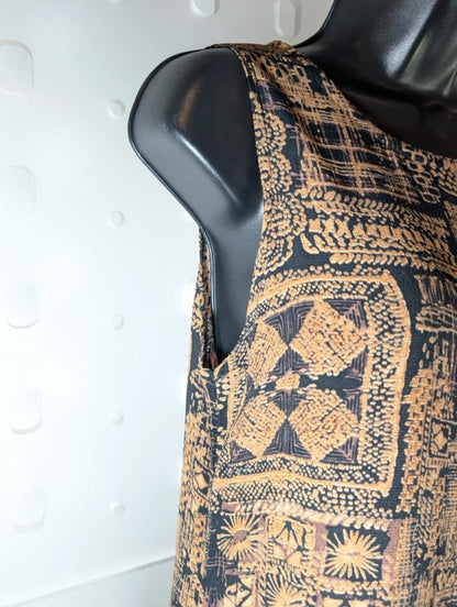 Instinct Vintage 90s Block Print Maxi Dress | Viscose | S