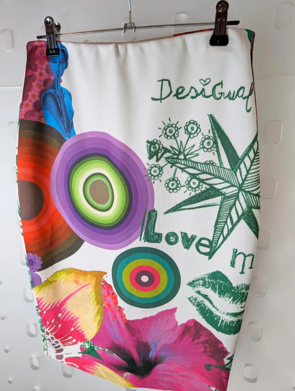 Desigual Stretch Graphic Pencil Skirt Size S