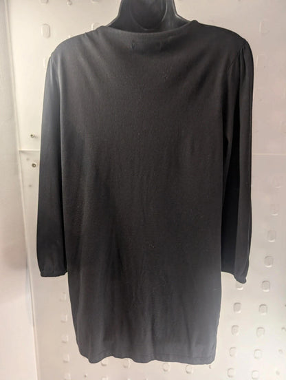 Savoir black jersey tunic top with keyhole neckline – L