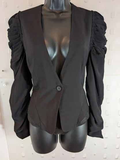 NU Denmark Julia Black Gothic Ruched Blazer Small NWT
