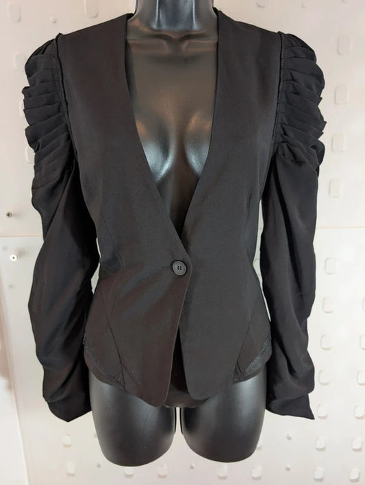 NU Denmark Julia Black Gothic Ruched Blazer Small NWT