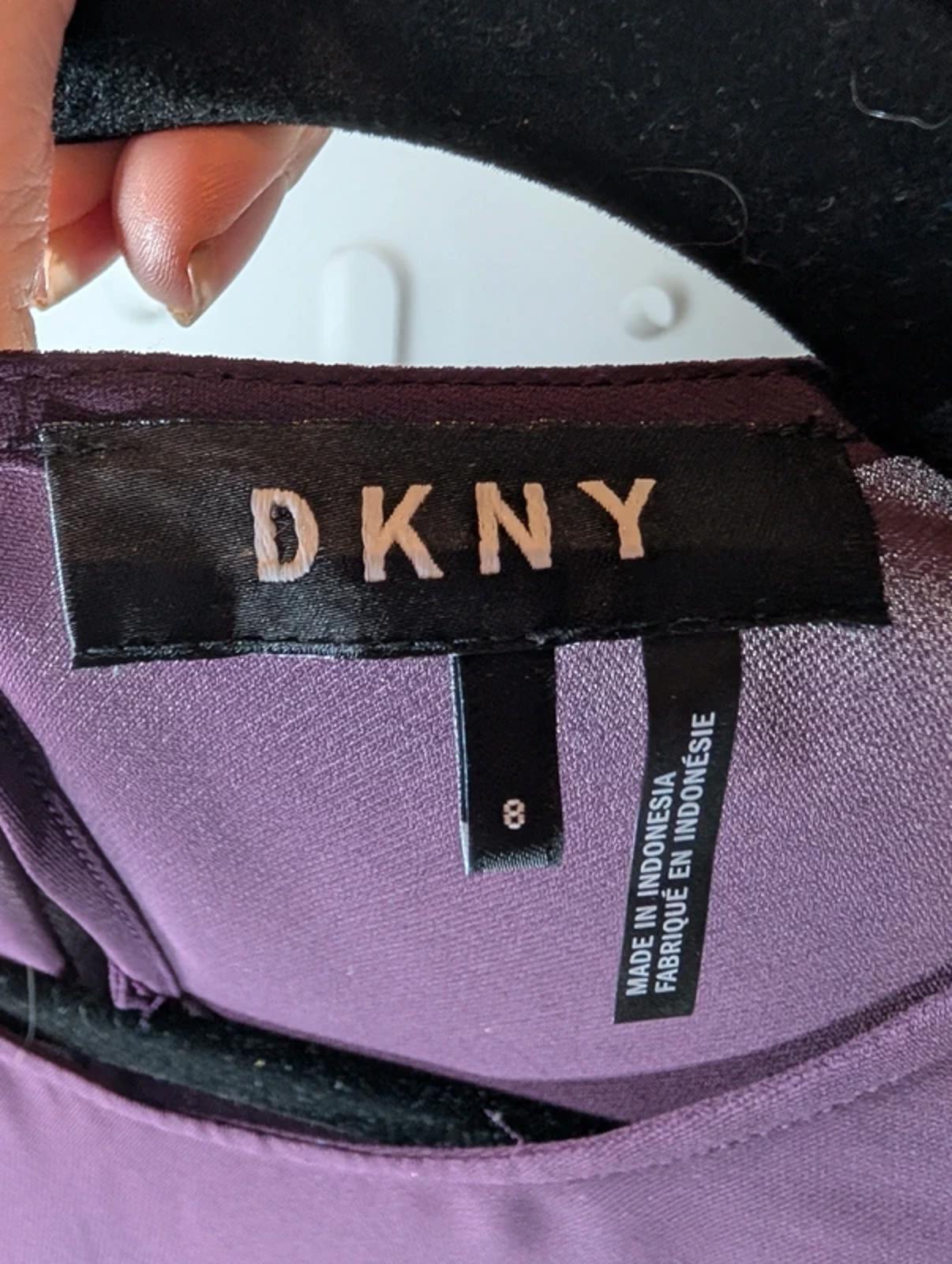 DKNY Aubergine Sheer Trim Blouse UK 8