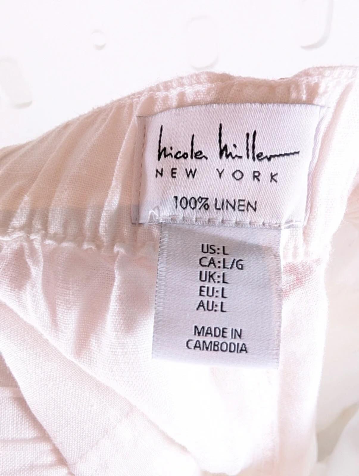 Nicole Miller New York White Linen Cargo Trousers Relaxed Fit Large