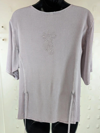 Alexara vintage lilac embroidered boho blouse size M