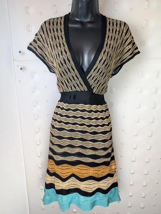 Missoni Vintage Knit Dress UK10 Made in Italy Cut-Out Waist