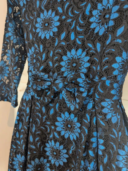 Lindy Bop Lisette Blue Lace Dress UK8 Rockabilly Retro