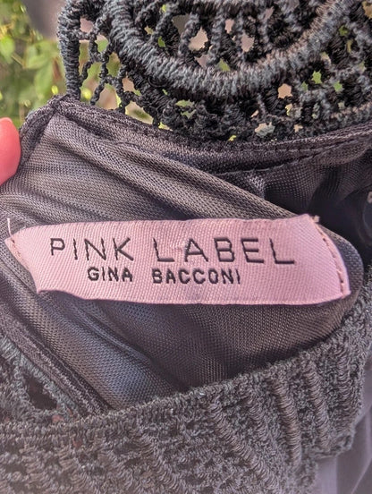 Pink Label by Gina Bacconi Ruched Mini Dress Black UK10