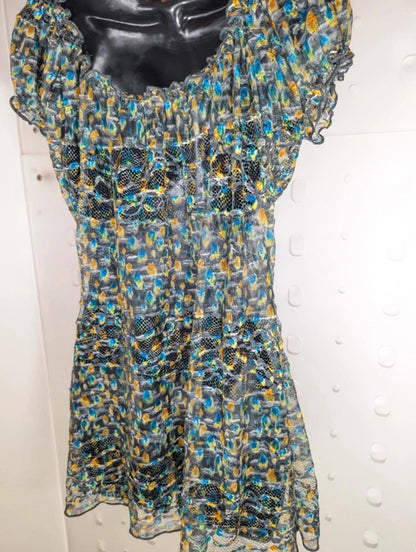 Per Una Sheer Lace Longline Top Micro Mini Dress UK14