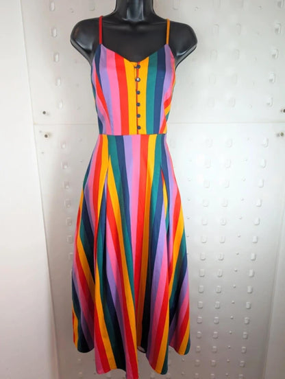 Bright & Beautiful Demmi Rainbow Wishes Stripe Dress UK10 NWT