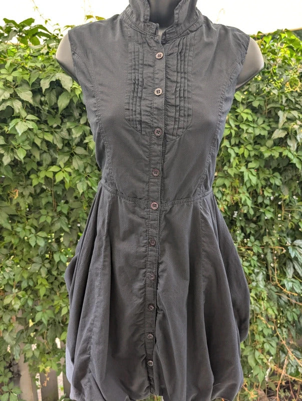 Amour 100% Cotton Bubble Hem Shirt Dress Black UK14