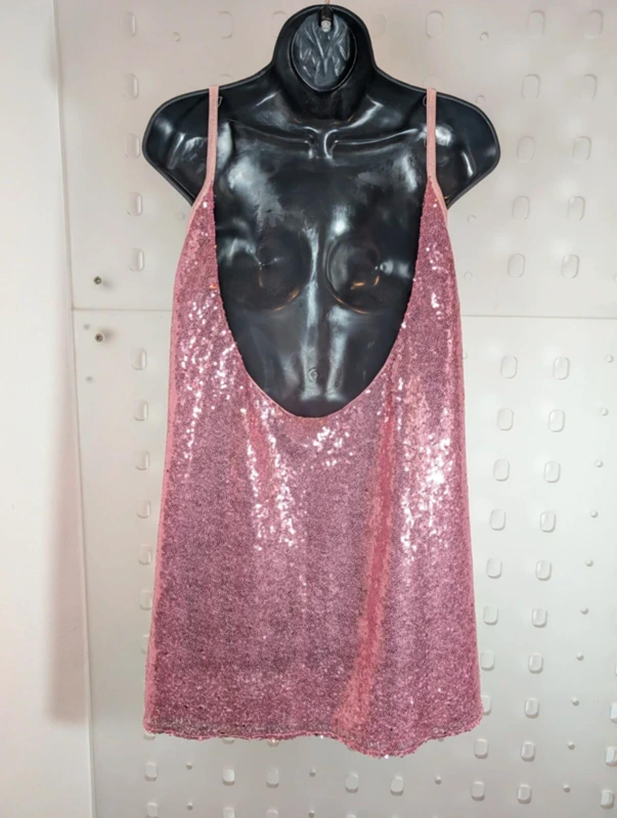 Pea Street Handmade Sequin Swing Dress Baby Pink Medium