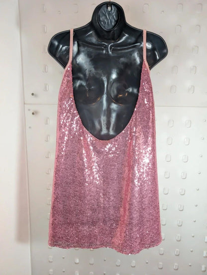 Pea Street Handmade Sequin Swing Dress Baby Pink Medium