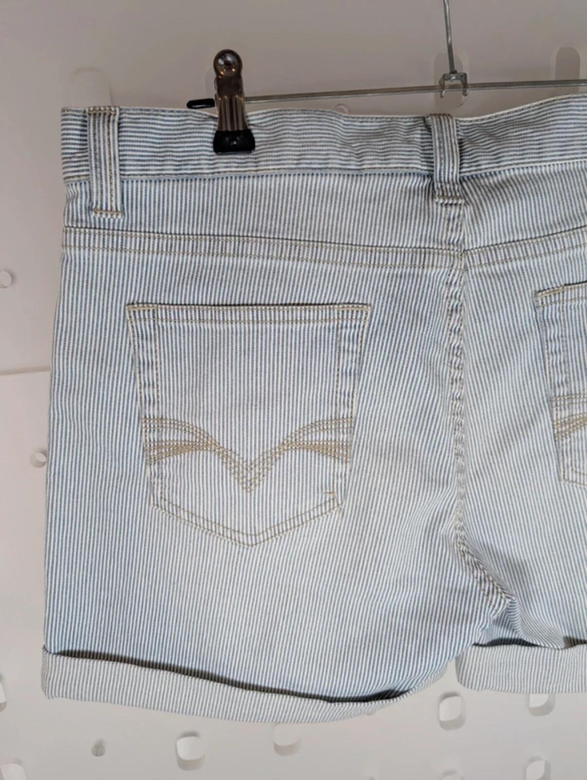 Mantaray Blue White Pinstripe Denim Shorts UK12