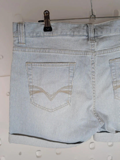 Mantaray Blue White Pinstripe Denim Shorts UK12