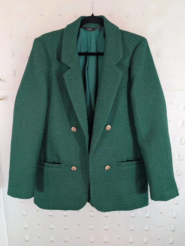 Next Emerald Green Oversized Gold Button Blazer Jacket UK14