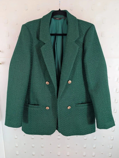 Next Emerald Green Oversized Gold Button Blazer Jacket UK14
