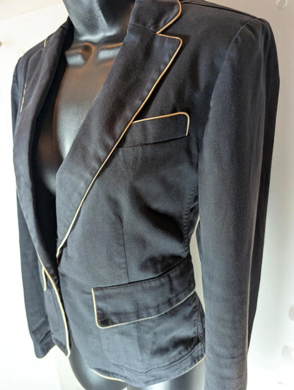 DKNY Tailored Jacket with Contrast Piping Size 2 (UK 10) Charcoal