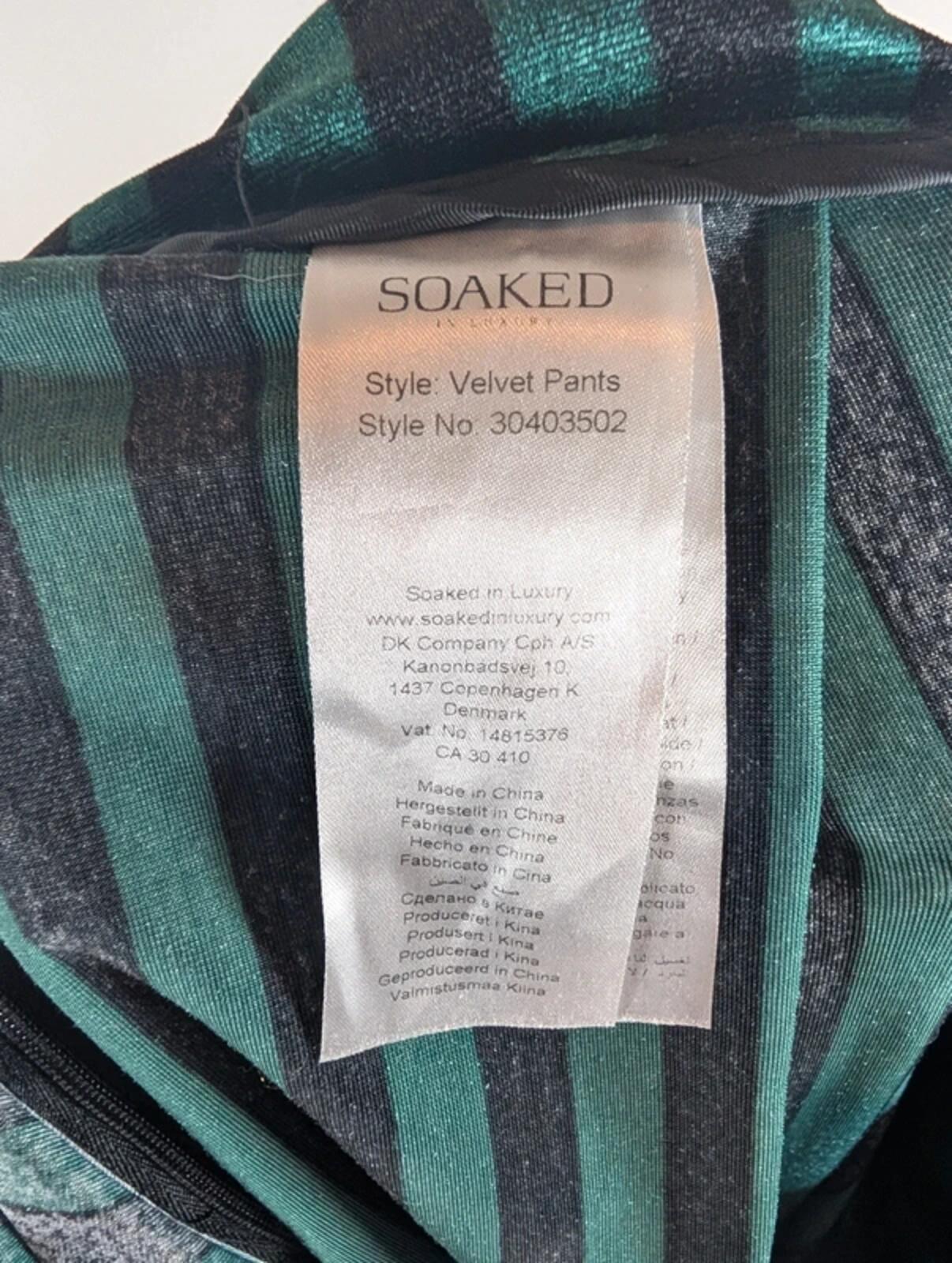 Soaked in Luxury velvet striped wide leg trousers medium gothic boho black green