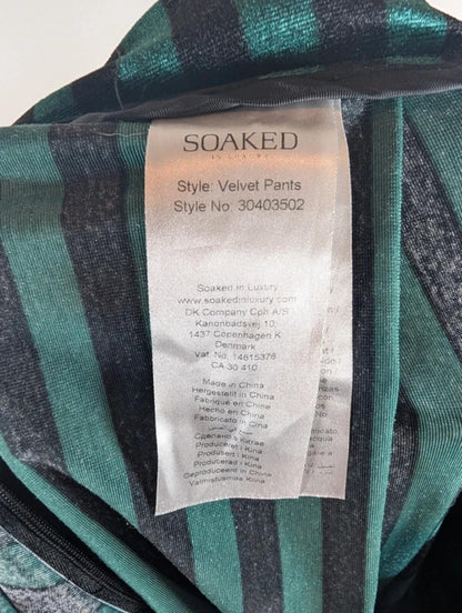 Soaked in Luxury velvet striped wide leg trousers medium gothic boho black green
