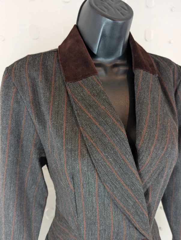 Vintage Natascia Charcoal Brown Velvet Heritage Dress