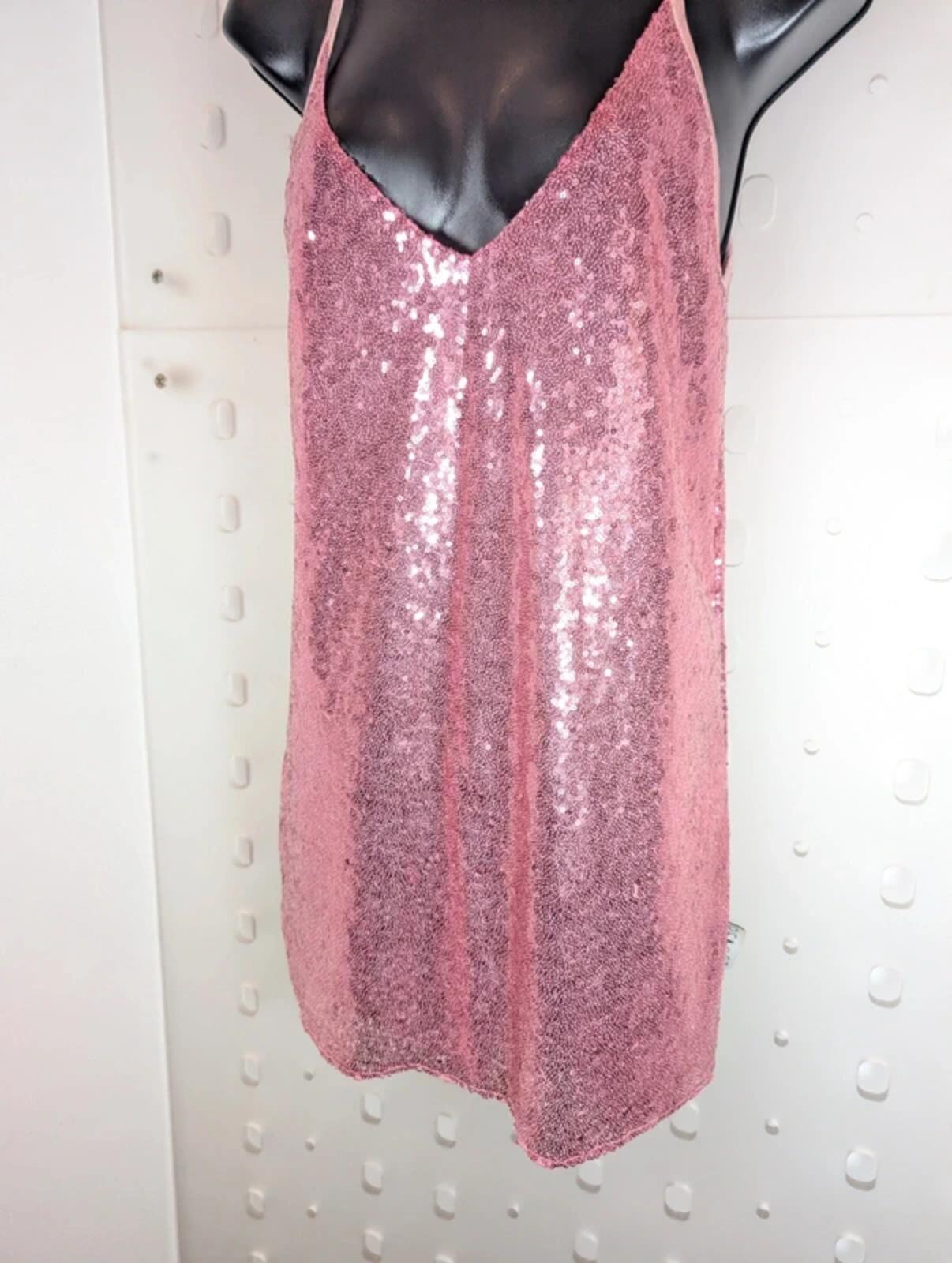 Pea Street Handmade Sequin Swing Dress Baby Pink Medium