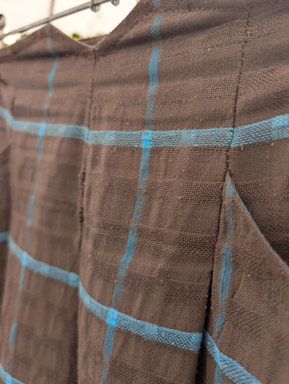 Vintage Wallis High Waisted Check Trousers Brown Blue UK6