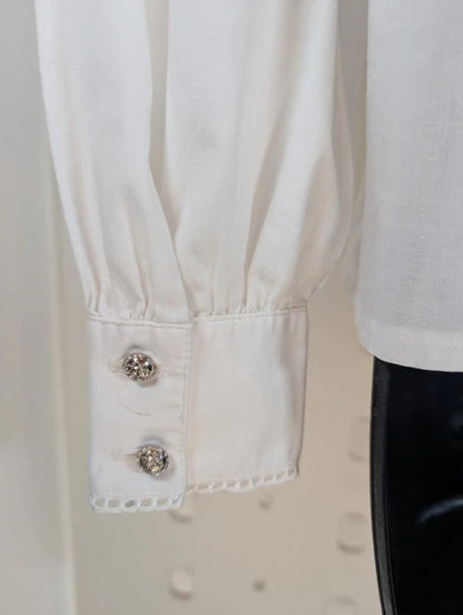 Grätz White Embroidered Blouse EU36 Alpine Romantic Lace Puff Sleeve European