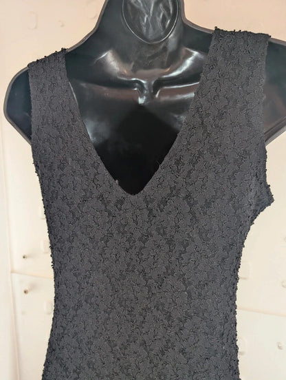 Vintage 90s Mackays Black Lace Maxi Dress UK10-12