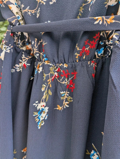 Mela London Floral Wrap Maxi Dress Navy UK14