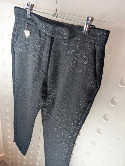 Jane Norman Black Baroque Cropped Trousers – Low Rise Y2K