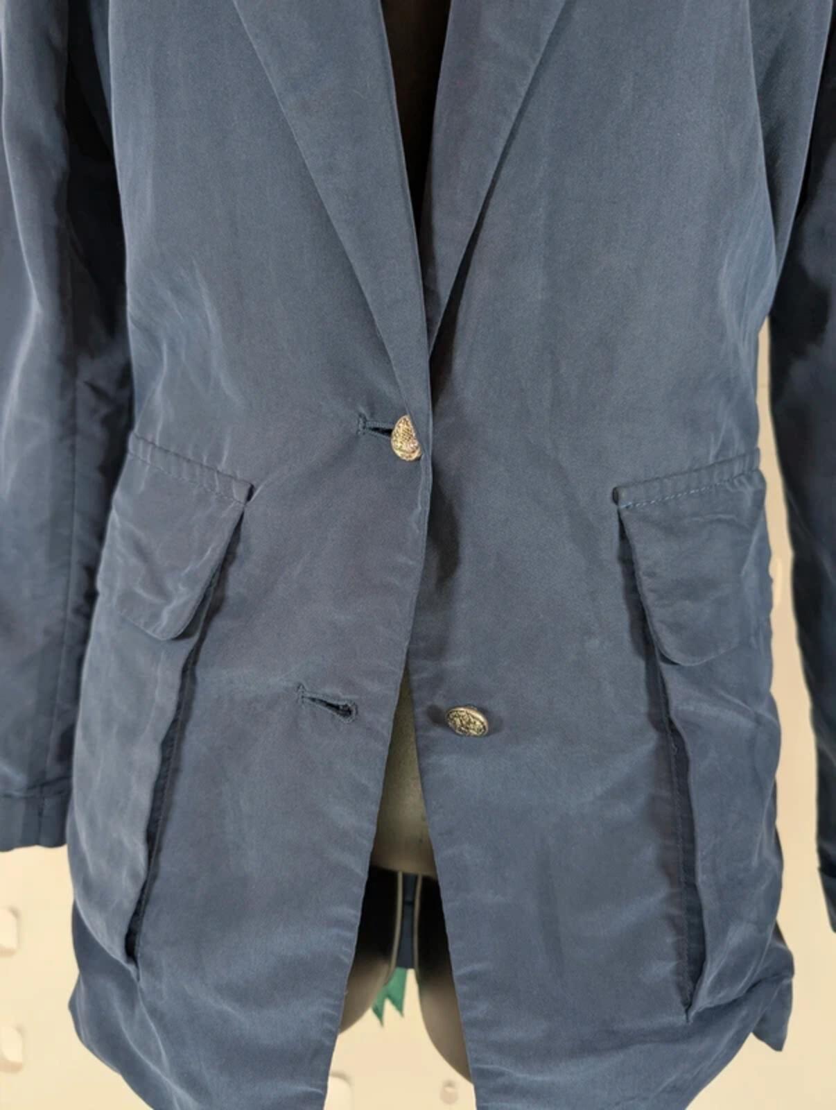 Levi’s Navy Modal Longline Jacket Silver Button Utility Style Medium