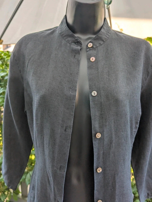 Boden 100% Linen Longline Shirt Jacket Black UK8