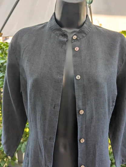 Boden 100% Linen Longline Shirt Jacket Black UK8