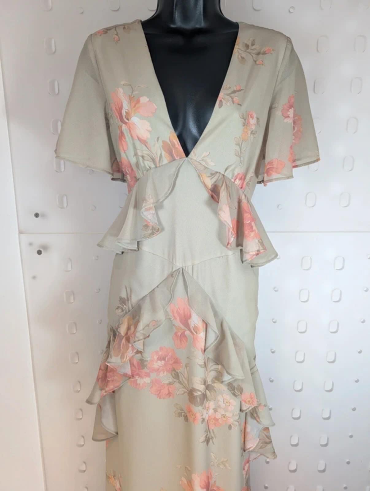 Hope & Ivy Tall Floral Maxi Dress Mint Green Size 12 Long 62"