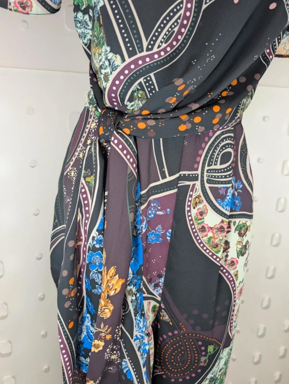 Krisp Floral Patchwork Jumpsuit Black UK10
