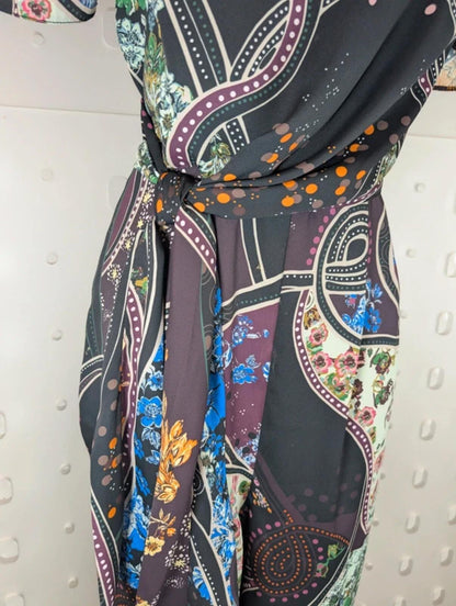 Krisp Floral Patchwork Jumpsuit Black UK10