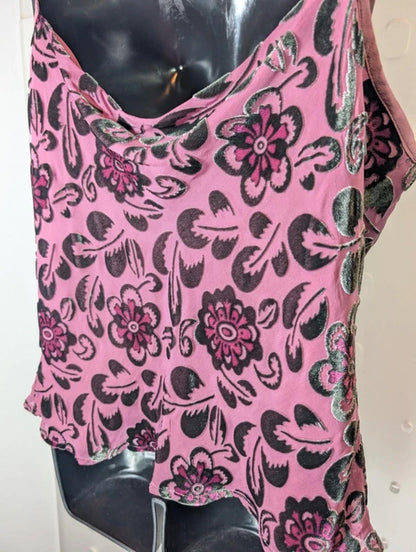 Vintage Laura Ashley Velvet Burnout Cowl Cami – UK 16 – Bias Cut