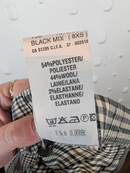 Vintage St Michael Check Wool Blend Pencil Skirt UK8 Made in Germany