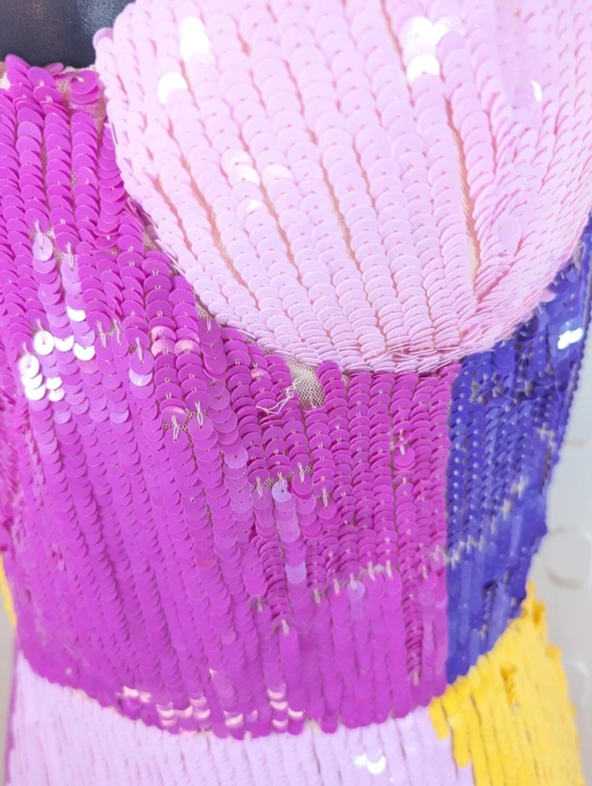 Lace & Beads Alicia Sequin Colour Block Midaxi Dress UK14 Party Occasion