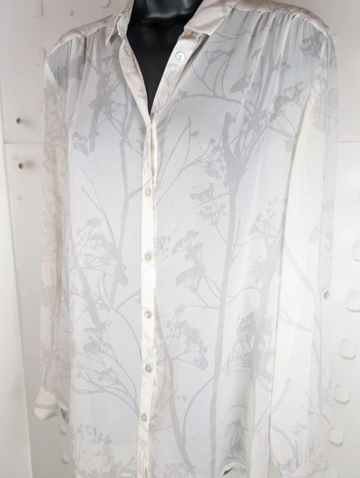 Mint Velvet Elderflower Print Sheer Blouse White UK12