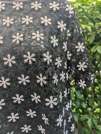 United Colours of Benetton Crochet Daisy Top Black Small
