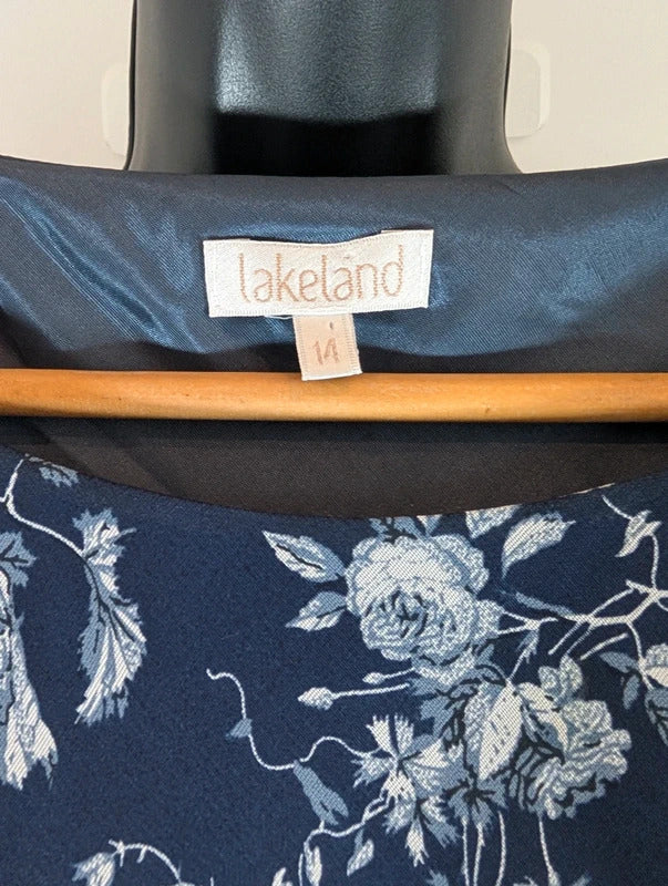 Vintage 90s Lakeland Navy Floral Bias Cut Maxi Dress UK14