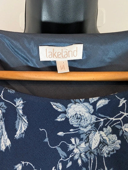 Vintage 90s Lakeland Navy Floral Bias Cut Maxi Dress UK14