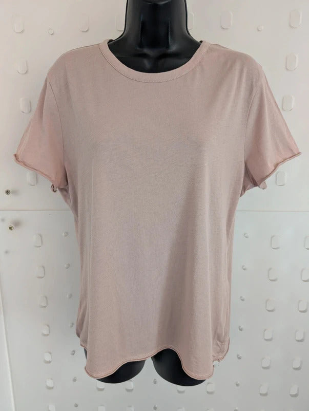 AllSaints Bela Blush Pink Organic Cotton Raw Edge T Shirt L